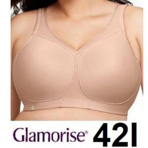 Glamorise MagicLift Seamless Sports Bra Wireless Nude Size 42I